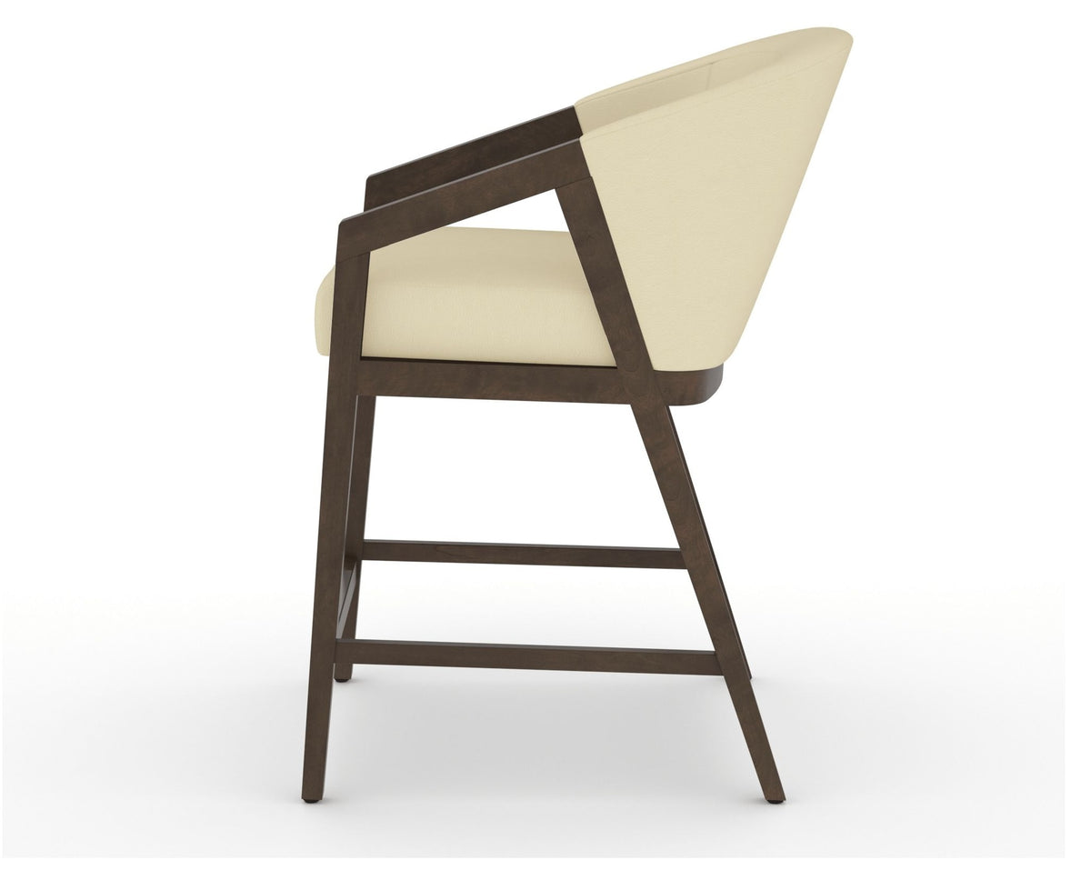 Canadel Modern Angle Counter Stool in Hazelnut Washed, XZ Faux Leather, side view