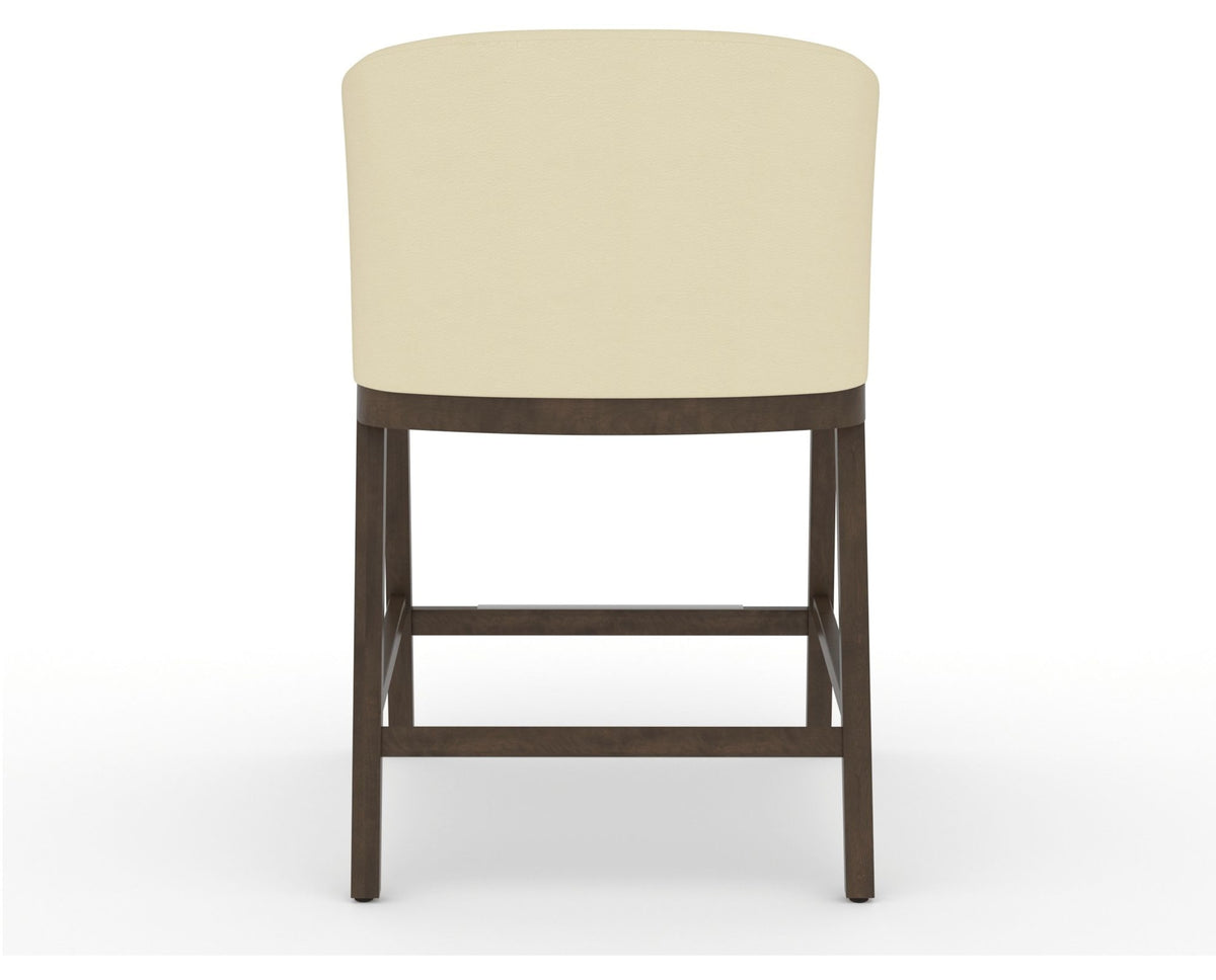 Canadel Modern Angle Counter Stool in Hazelnut Washed, XZ Faux Leather, back view