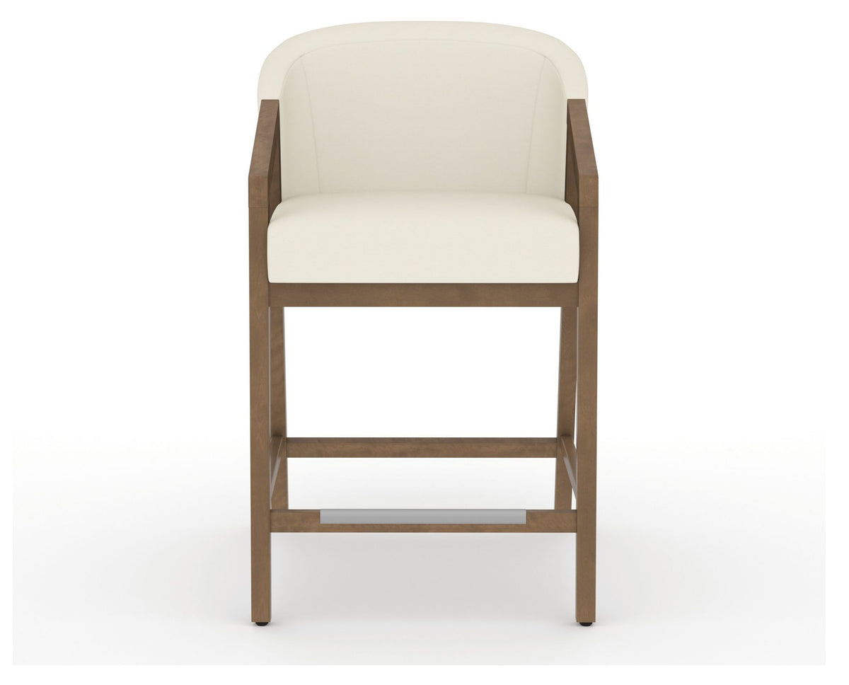 Canadel Modern Angle Counter Stool in Pecan Washed, YJ Faux Leather, front view