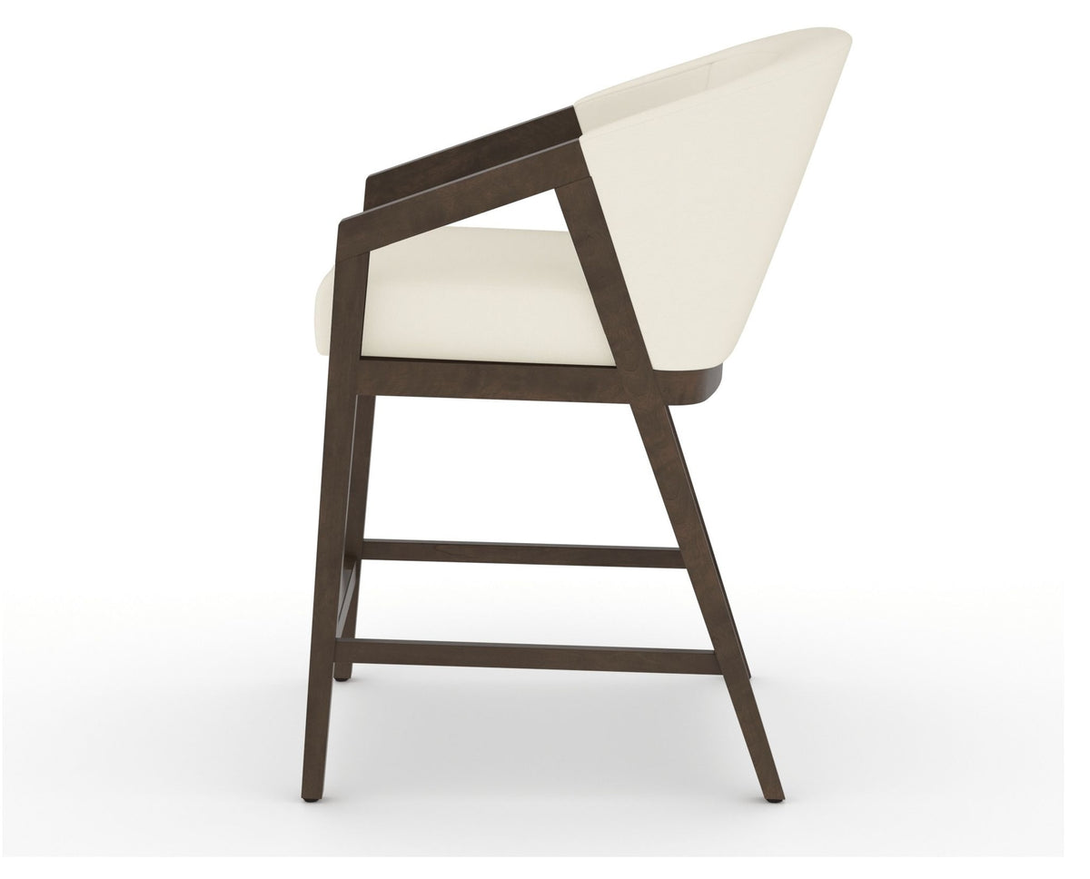 Canadel Modern Angle Counter Stool in Hazelnut Washed, YJ Faux Leather, side view