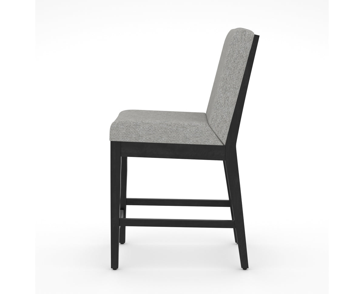 Canadel Modern Box Back Counter Stool in Dark Smoke, 7C Fabric, side view