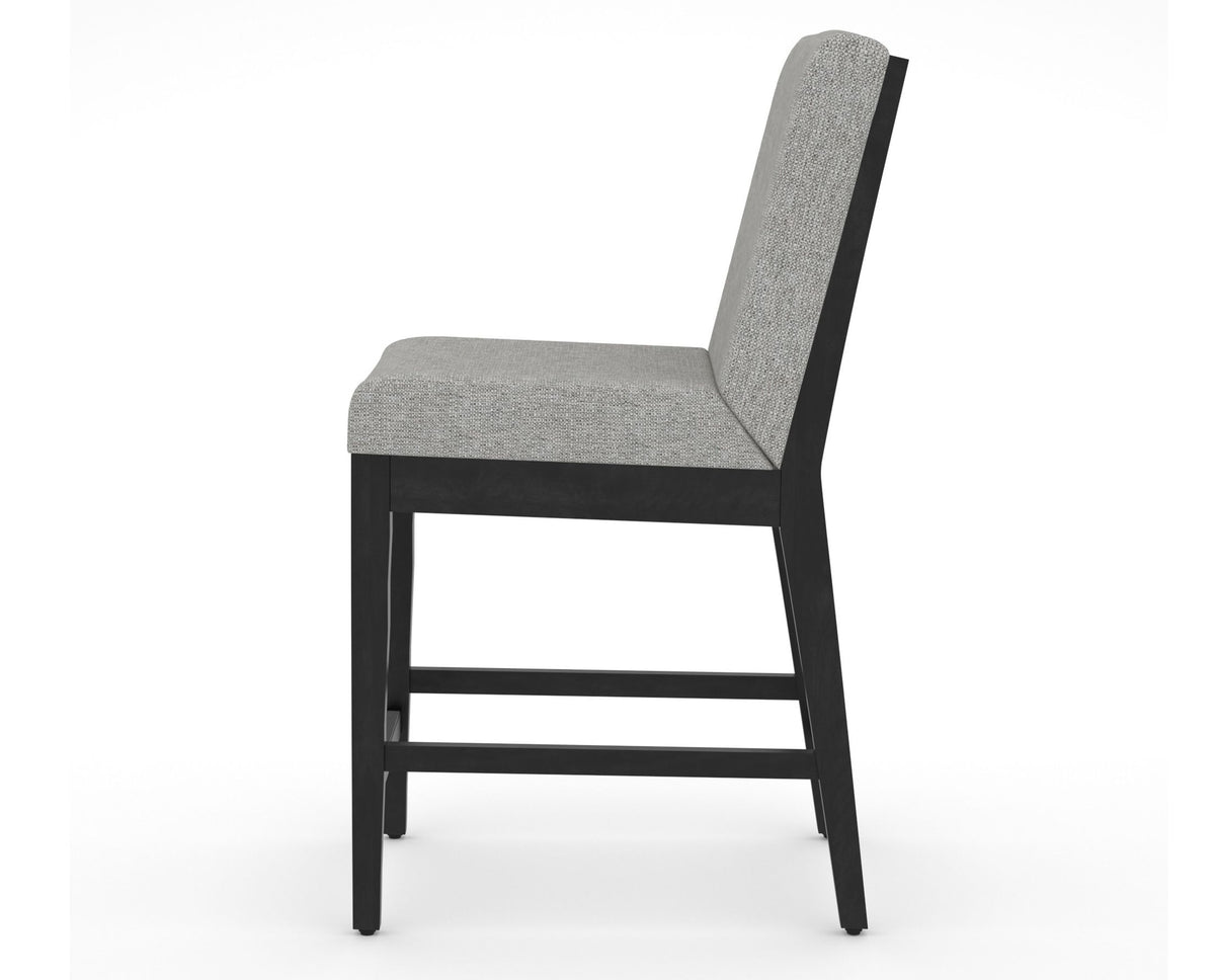 Canadel Modern Box Back Counter Stool in Dark Smoke, 7C Fabric, side view