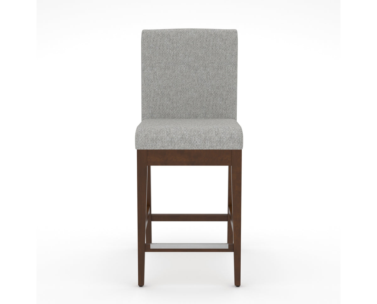 Canadel Modern Box Back Counter Stool in Cognac Washed, 7C Fabric, front view