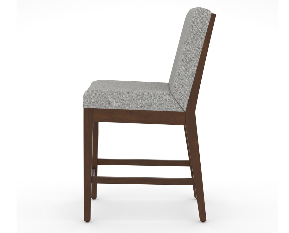 Canadel Modern Box Back Counter Stool in Cognac Washed, 7C Fabric, side view