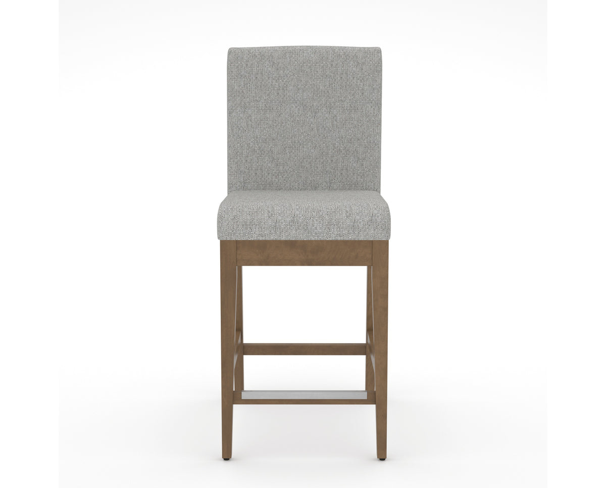 Canadel Modern Box Back Counter Stool in Pecan Washed, 7C Fabric, front view