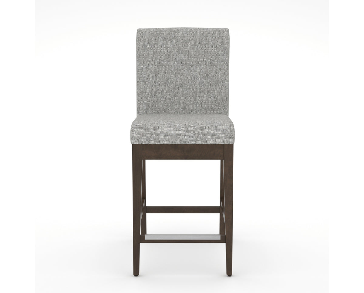 Canadel Modern Box Back Counter Stool in Hazelnut Washed, 7C Fabric, front view