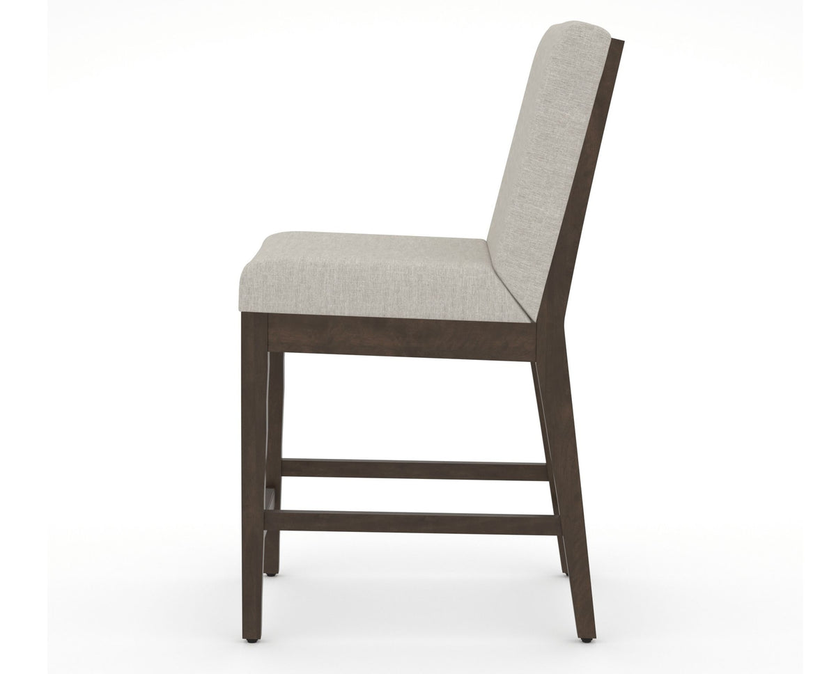 Canadel Modern Box Back Counter Stool in Hazelnut Washed, TB Fabric, side view