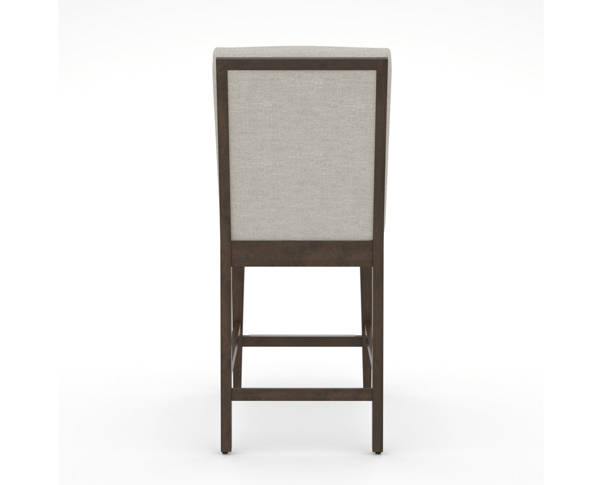 Canadel Modern Box Back Counter Stool in Hazelnut Washed, TB Fabric, back view