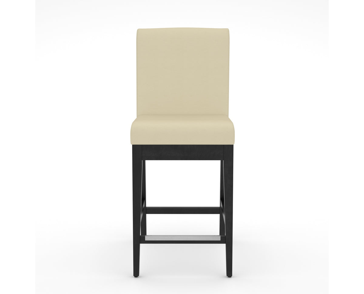 Canadel Modern Box Back Counter Stool in Dark Smoke, XZ Faux Leather, front view