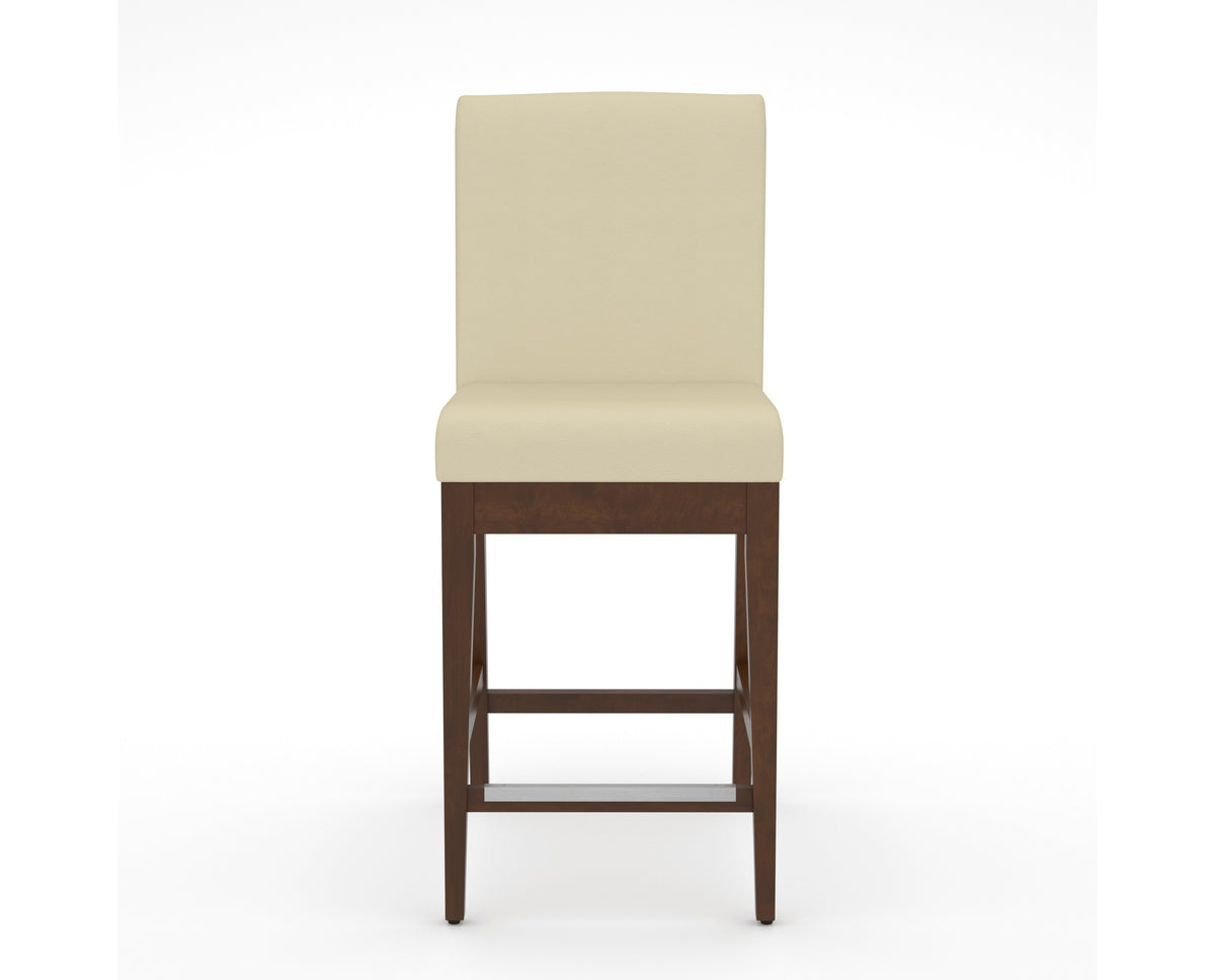Canadel Modern Box Back Counter Stool in Cognac Washed, XZ Faux Leather, front view