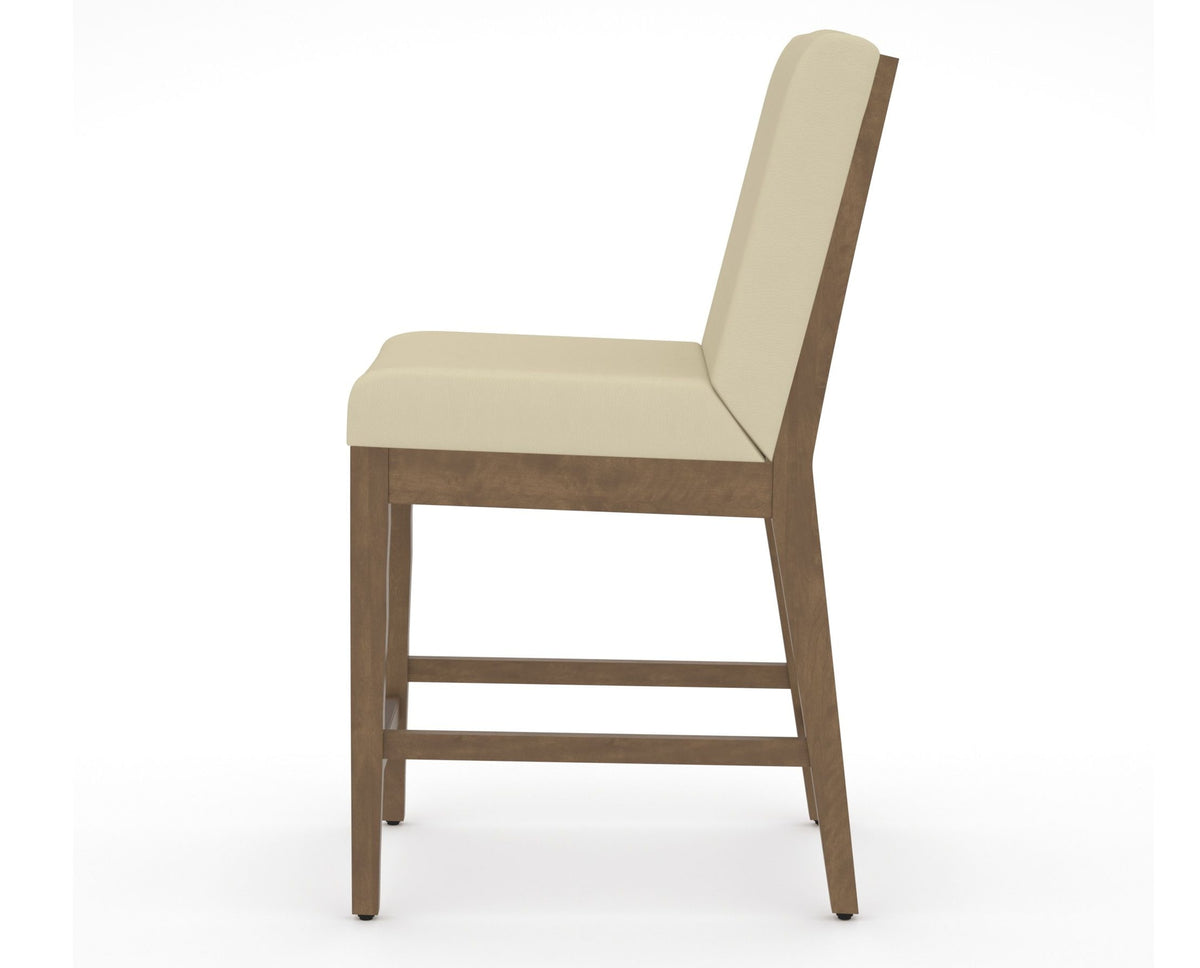 Canadel Modern Box Back Counter Stool in Pecan Washed, XZ Faux Leather, side view