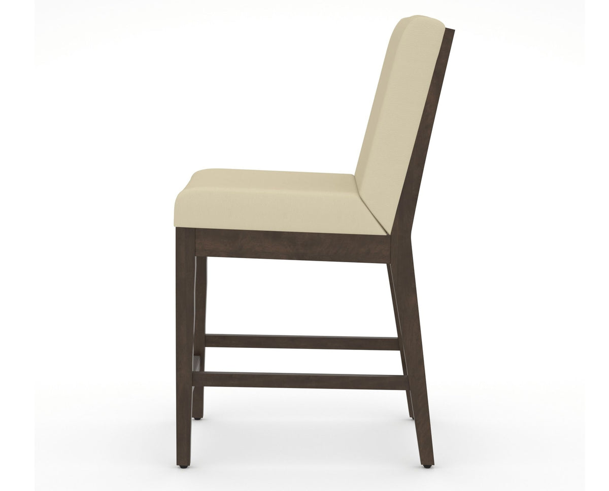 Canadel Modern Box Back Counter Stool in Hazelnut Washed, XZ Faux Leather, side view