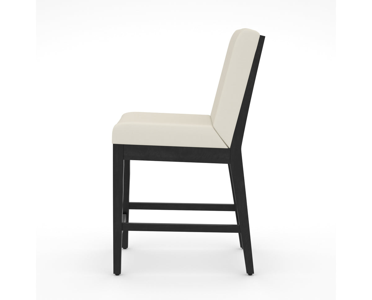 Canadel Modern Box Back Counter Stool in Dark Smoke, YJ Faux Leather, side view
