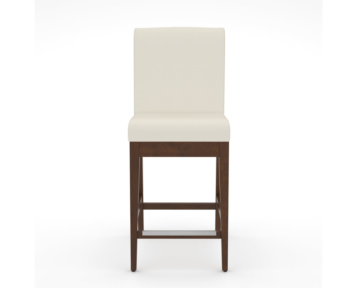 Canadel Modern Box Back Counter Stool in Cognac Washed, YJ Faux Leather, front view