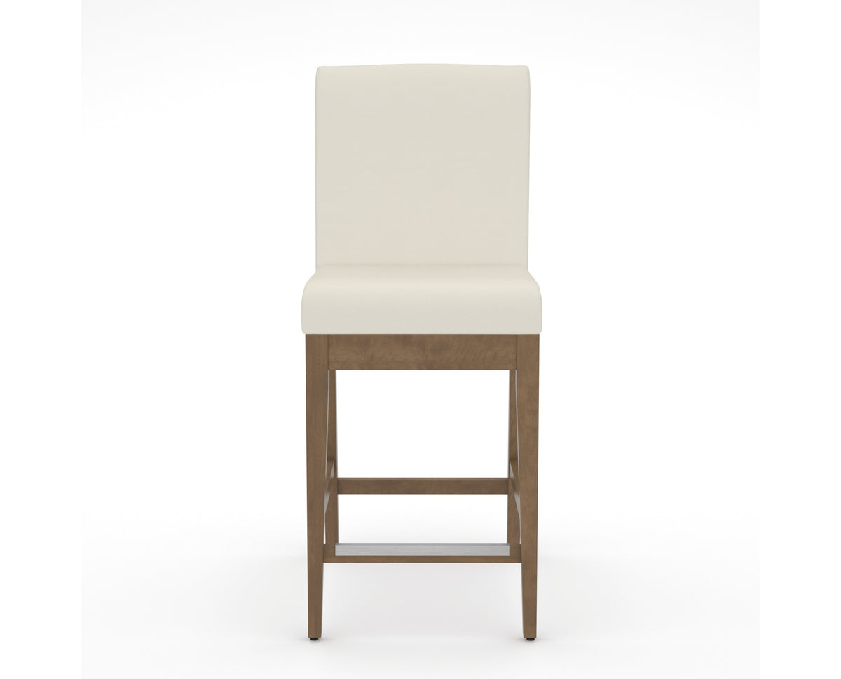 Canadel Modern Box Back Counter Stool in Pecan Washed, YJ Faux Leather, front view