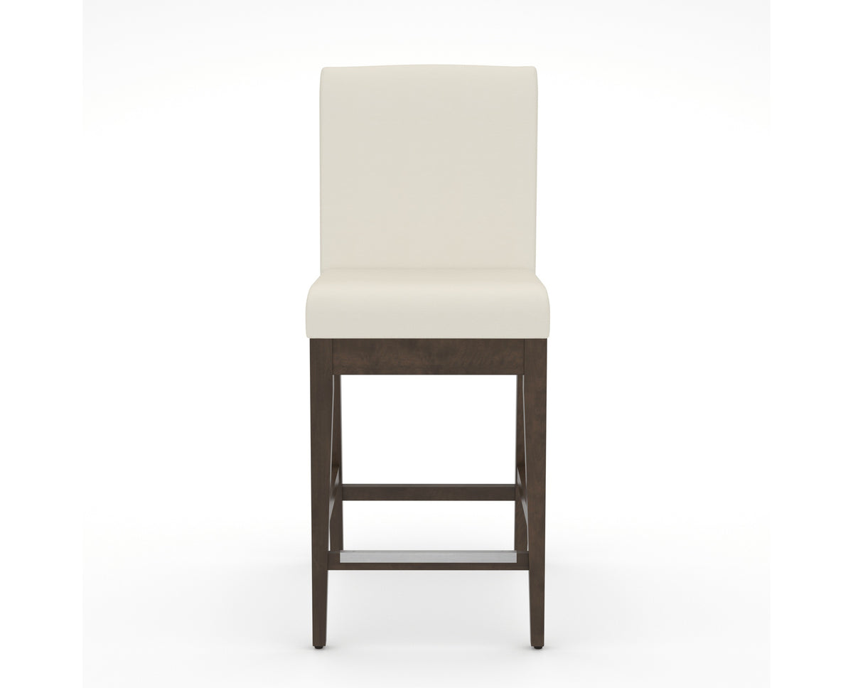 Canadel Modern Box Back Counter Stool in Hazelnut Washed, YJ Faux Leather, front view