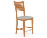 Canadel Upholstered Counter Stool 8229 in 7C Fabric and 01 Honey Washed and Fixed Base, three-quarter view