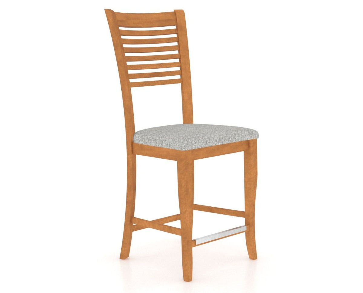 Canadel Upholstered Counter Stool 8229 in 7C Fabric and 01 Honey Washed and Fixed Base, three-quarter view