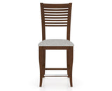Canadel Upholstered Counter Stool 8229 in 7C Fabric and 19 Cognac Washed and Fixed Base, front view