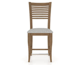 Canadel Upholstered Counter Stool 8229 in 7C Fabric and 25 Pecan Washed and Fixed Base, front view