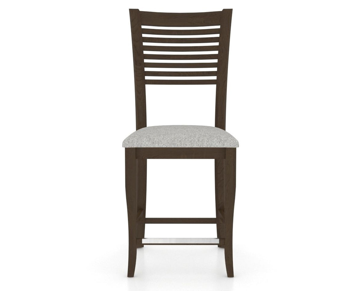Canadel Upholstered Counter Stool 8229 in 7C Fabric and 29 Hazelnut Washed and Fixed Base, front view