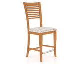 Canadel Upholstered Counter Stool 8229 in OZ Fabric and 01 Honey Washed and Fixed Base, three-quarter view
