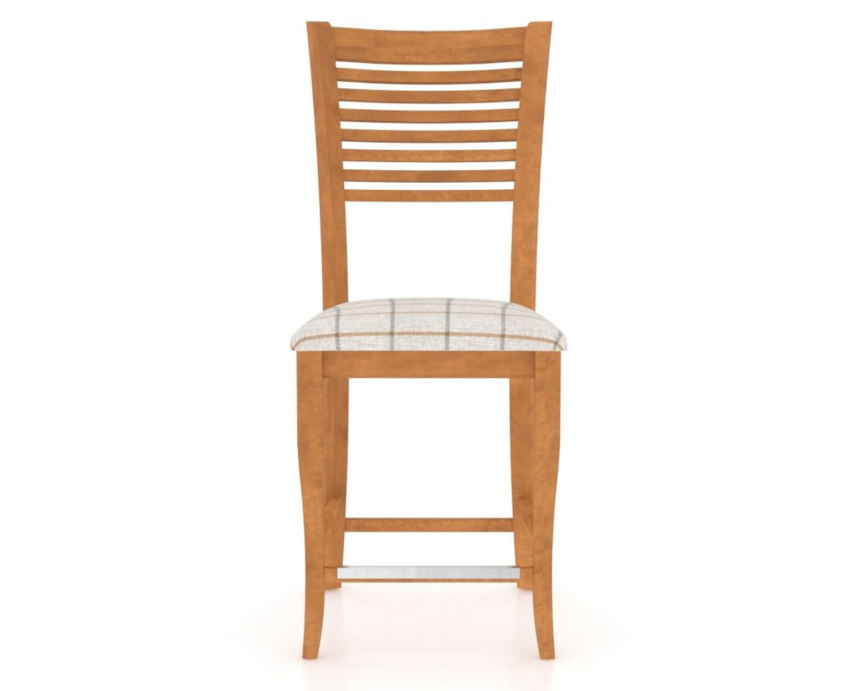 Canadel Upholstered Counter Stool 8229 in OZ Fabric and 01 Honey Washed and Fixed Base, front view