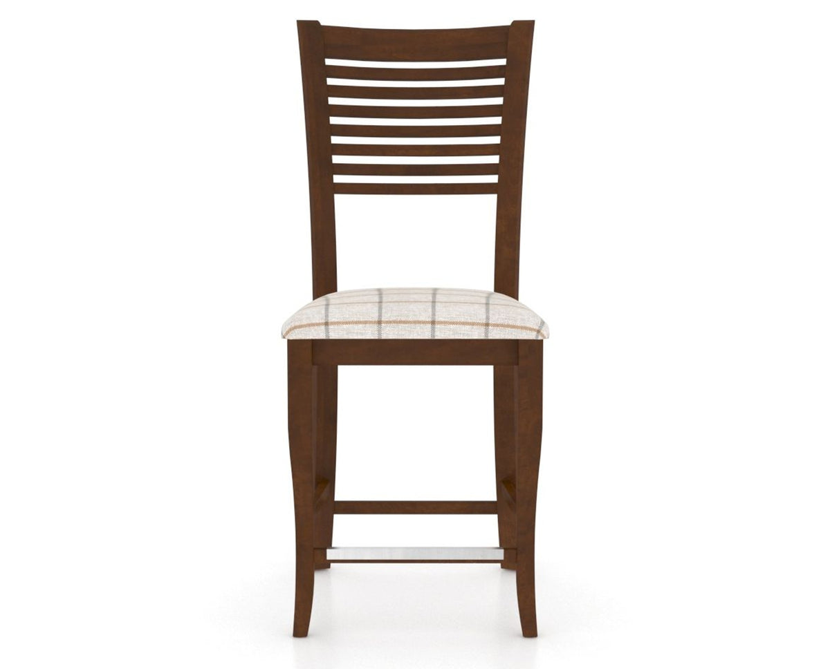 Canadel Upholstered Counter Stool 8229 in OZ Fabric and 19 Cognac Washed and Fixed Base, front view
