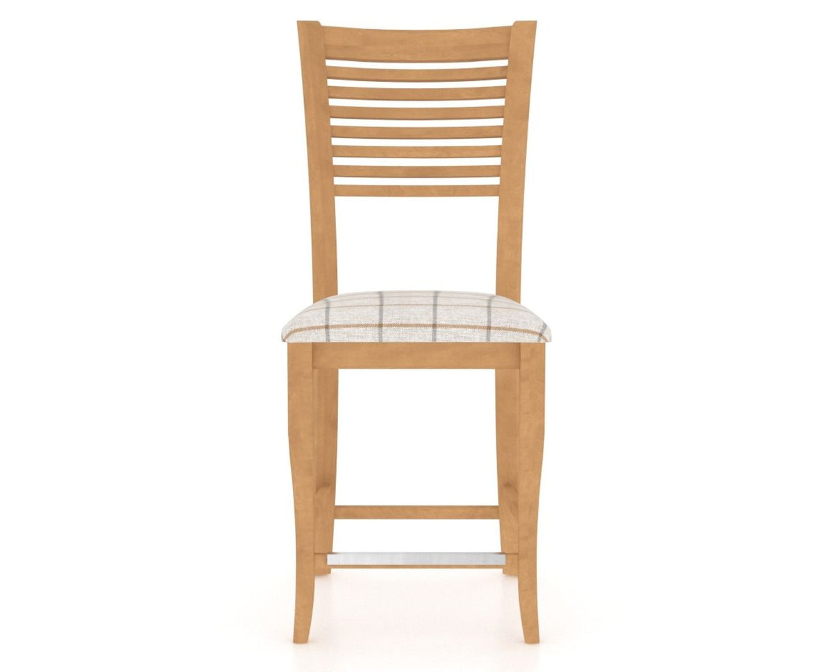 Canadel Upholstered Counter Stool 8229 in OZ Fabric and 20 Caramel Washed and Fixed Base, front view