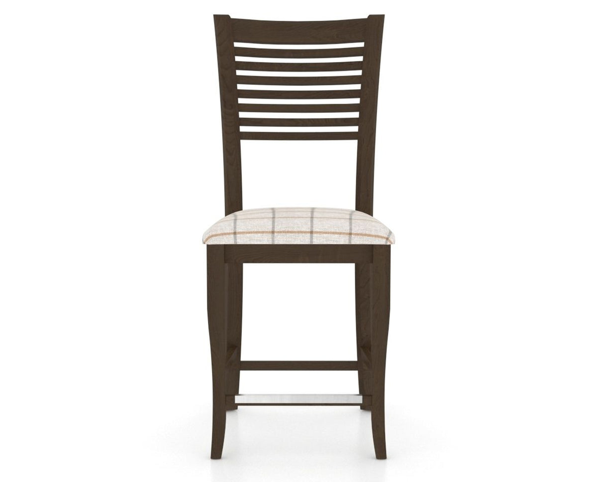 Canadel Upholstered Counter Stool 8229 in OZ Fabric and 29 Hazelnut Washed and Fixed Base, front view