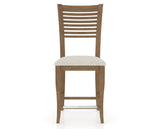Canadel Upholstered Counter Stool 8229 in TB Fabric and 25 Pecan Washed and Fixed Base, front view
