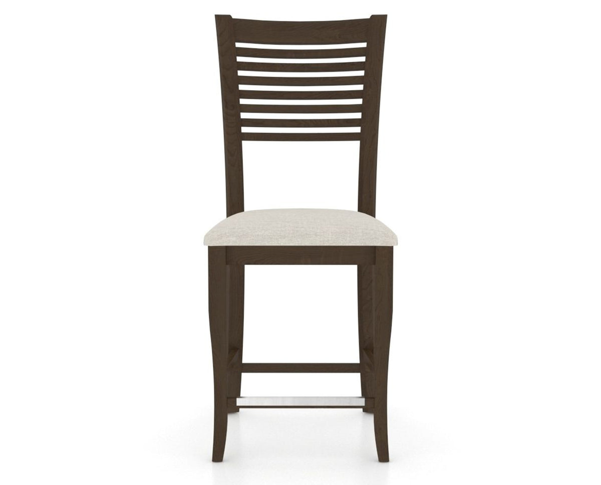 Canadel Upholstered Counter Stool 8229 in TB Fabric and 29 Hazelnut Washed and Fixed Base, front view