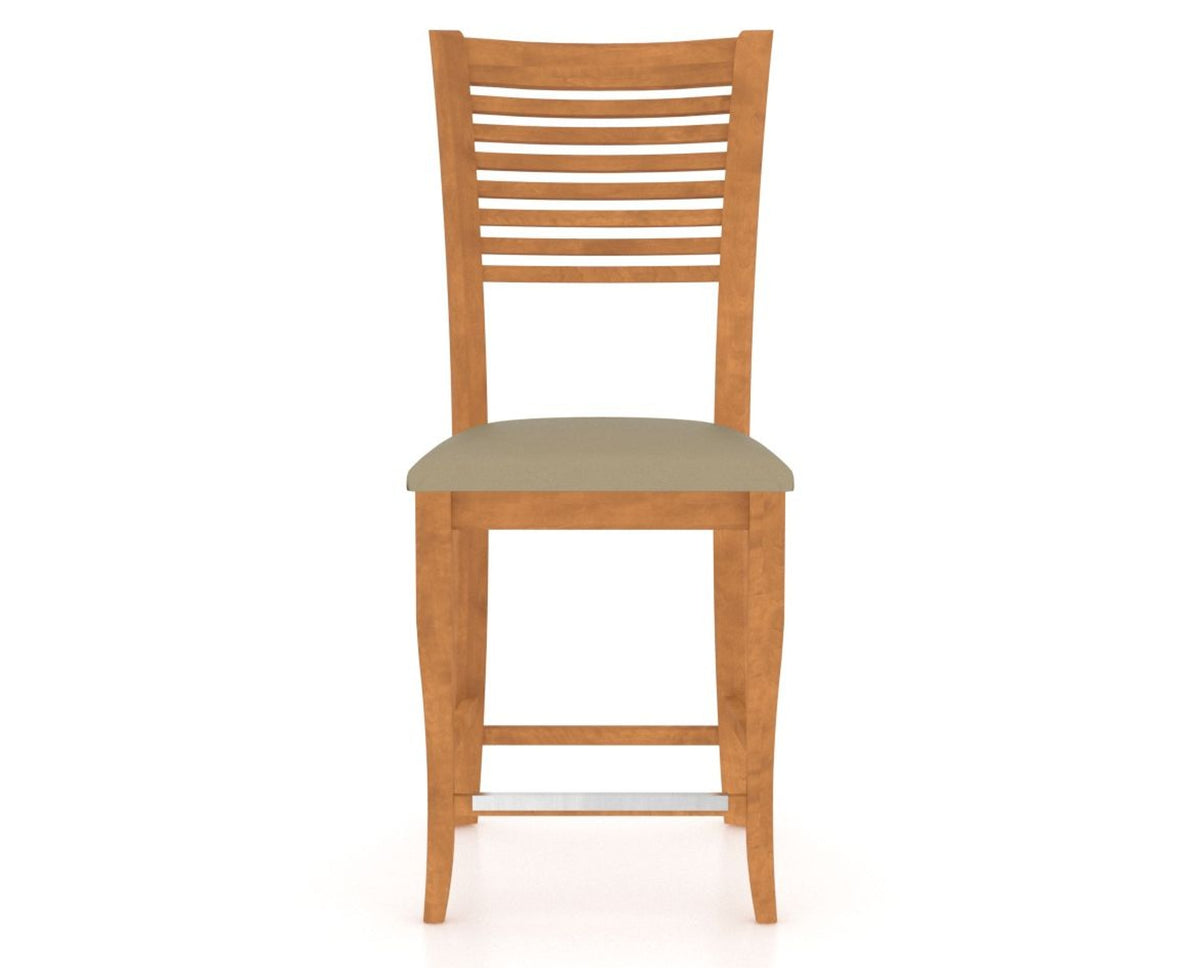 Canadel Upholstered Counter Stool 8229 in XY Faux Leather and 01 Honey Washed and Fixed Base, front view