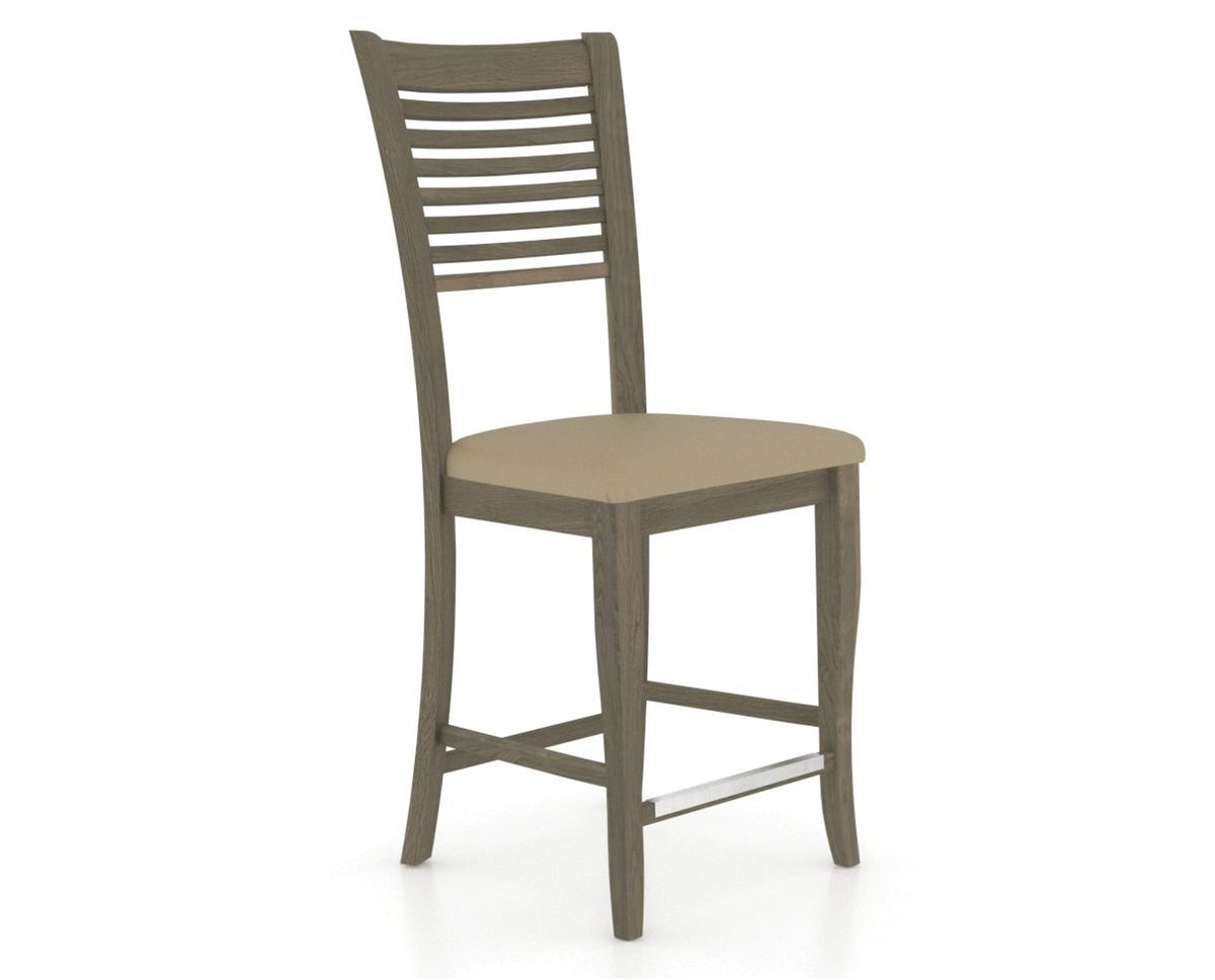 Canadel Upholstered Counter Stool 8229 in XY Faux Leather and 08 Shadow and Fixed Base, three-quarter view