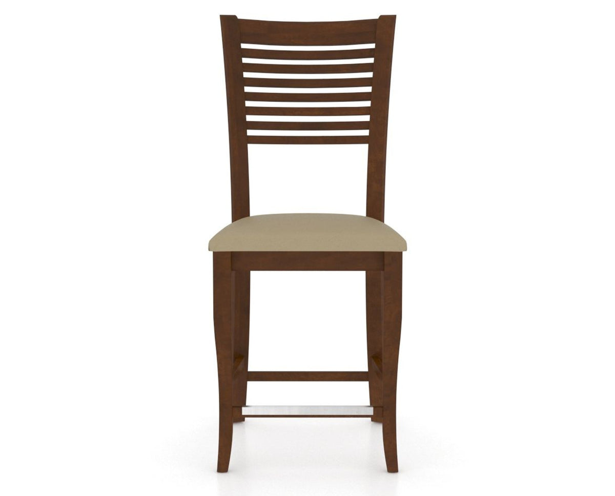 Canadel Upholstered Counter Stool 8229 in XY Faux Leather and 19 Cognac Washed and Fixed Base, front view