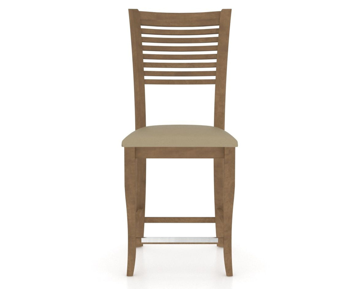Canadel Upholstered Counter Stool 8229 in XY Faux Leather and 25 Pecan Washed and Fixed Base, front view