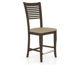 Canadel Upholstered Counter Stool 8229 in XY Faux Leather and 29 Hazelnut Washed and Fixed Base, three-quarter view