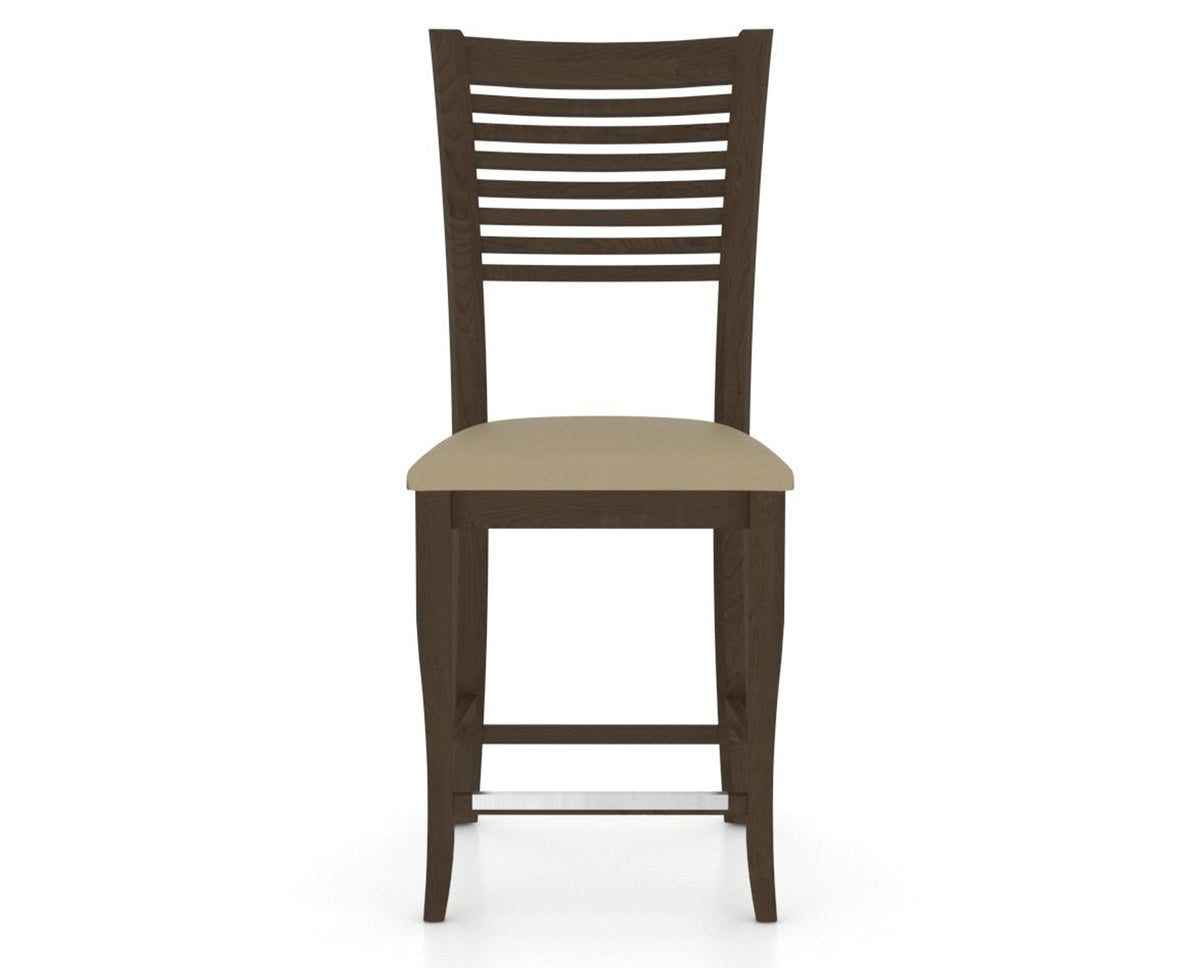 Canadel Upholstered Counter Stool 8229 in XY Faux Leather and 29 Hazelnut Washed and Fixed Base, front view