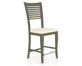 Canadel Upholstered Counter Stool 8229 in YJ Faux Leather and 08 Shadow and Fixed Base, three-quarter view