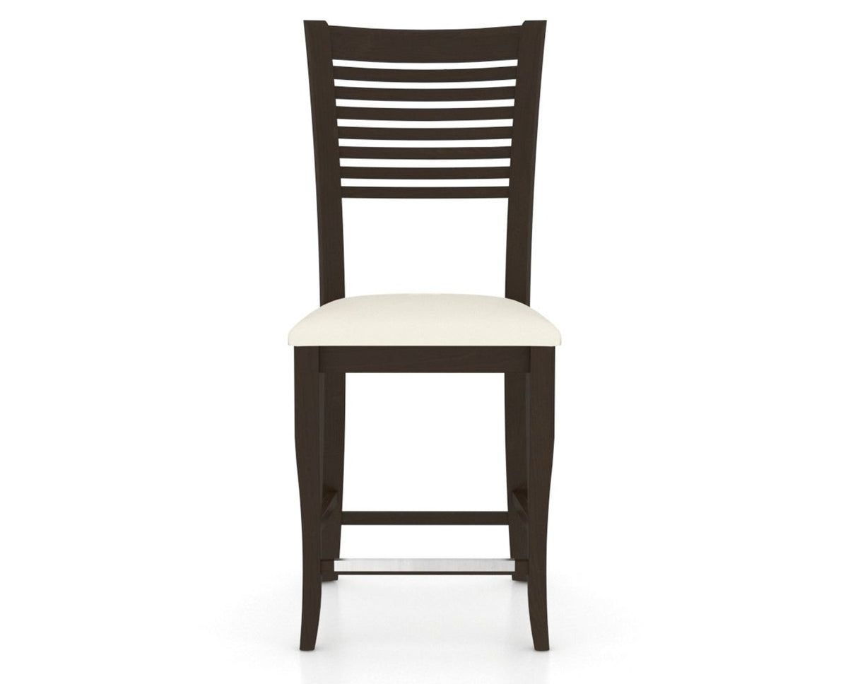 Canadel Upholstered Counter Stool 8229 in YJ Faux Leather and 59 Davy's Grey and Fixed Base, front view