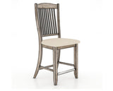 Canadel Champlain Upholstered Counter Stool 8232 in 6K Sunbrella® and 72 Heritage Nature and Fixed Base, three-quarter view