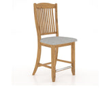 Canadel Champlain Upholstered Counter Stool 8232 in 7C Fabric and 01 Honey Washed and Fixed Base, three-quarter view