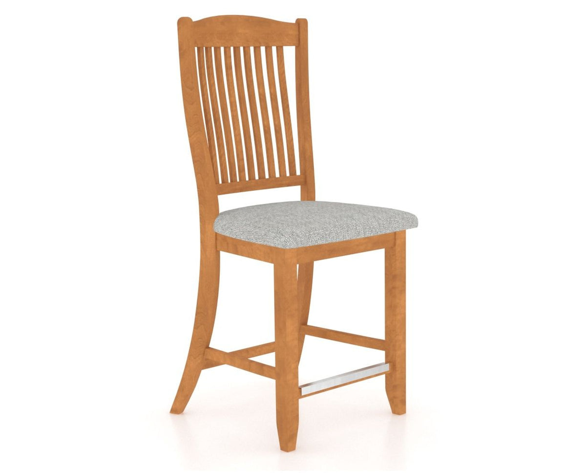 Canadel Upholstered Counter Stool 8232 in 7C Fabric and 01 Honey Washed and Fixed Base, three-quarter view