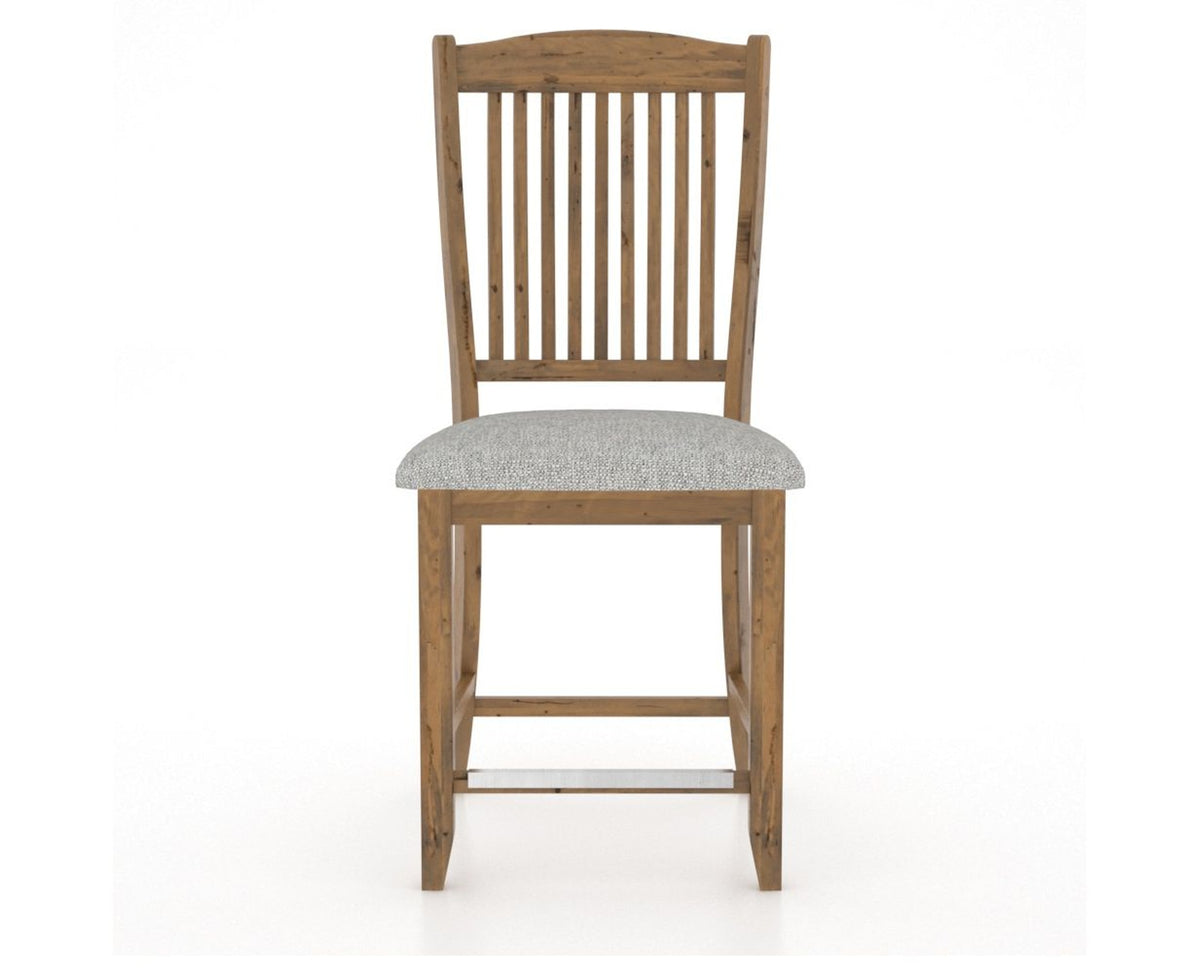 Canadel Champlain Upholstered Counter Stool 8232 in 7C Fabric and 03 Oak Washed and Fixed Base, front view