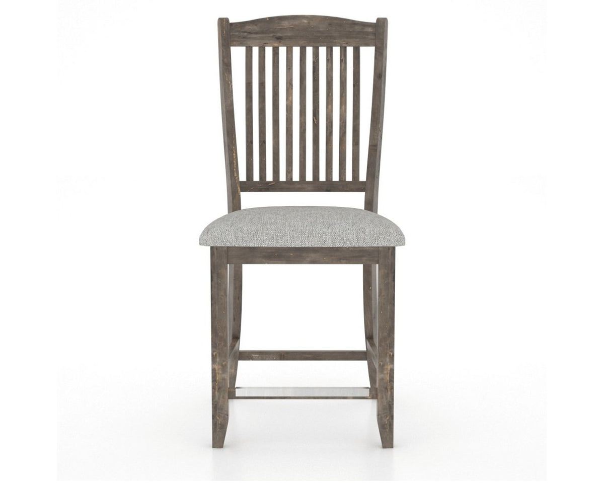 Canadel Champlain Upholstered Counter Stool 8232 in 7C Fabric and 08 Shadow and Fixed Base, front view