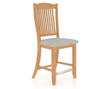 Canadel Upholstered Counter Stool 8232 in 7C Fabric and 20 Caramel Washed and Fixed Base, three-quarter view