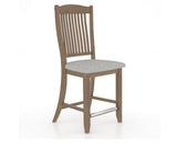 Canadel Champlain Upholstered Counter Stool 8232 in 7C Fabric and 25 Pecan Washed and Fixed Base, three-quarter view