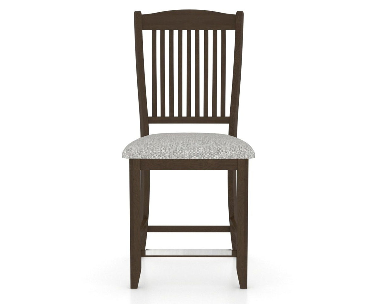 Canadel Upholstered Counter Stool 8232 in 7C Fabric and 29 Hazelnut Washed and Fixed Base, front view