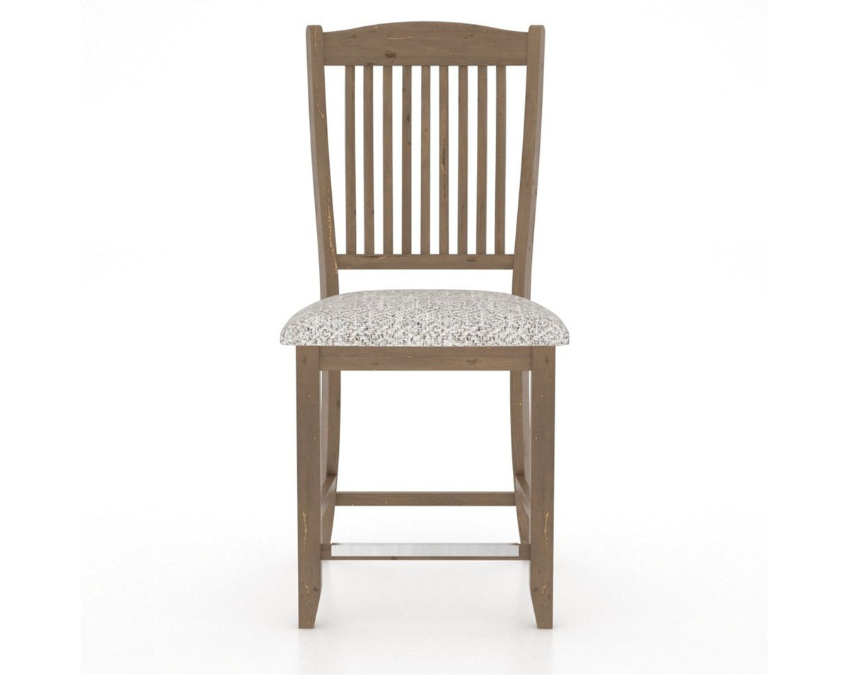 Canadel Champlain Upholstered Counter Stool 8232 in FP Crypton® and 25 Pecan Washed and Fixed Base, front view