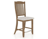 Canadel Upholstered Counter Stool 8232 in FP Crypton® and 25 Pecan Washed and Fixed Base, three-quarter view